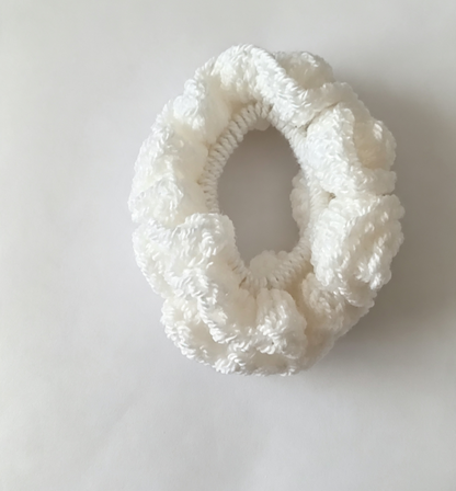 Colourful Flutterby crochet scrunchie for all hair types