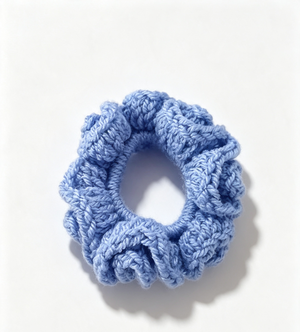Handmade crochet hair scrunchie with gentle elastic hold