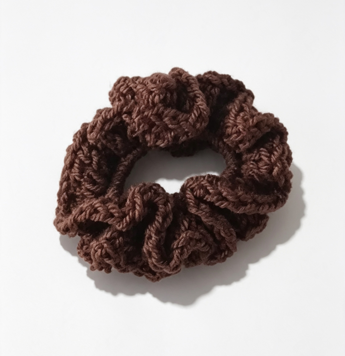 Handmade crochet hair scrunchie with gentle elastic hold