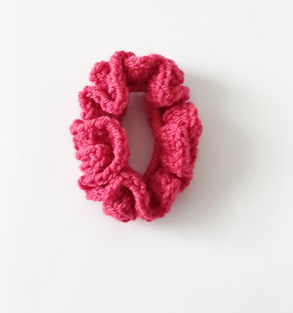Flutterby handmade crochet hair scrunchie in soft acrylic yarn