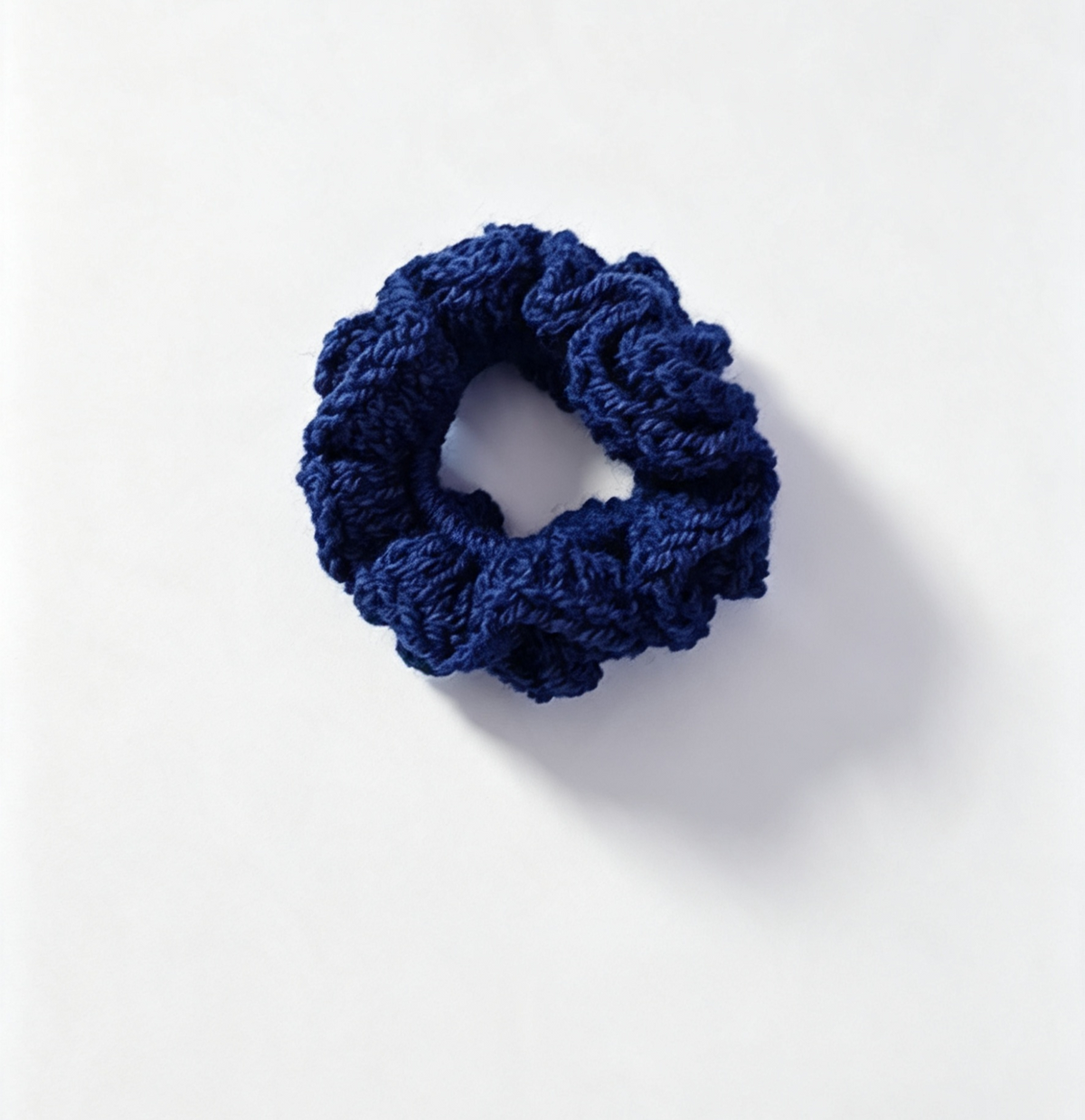 Handmade crochet hair scrunchie with gentle elastic hold
